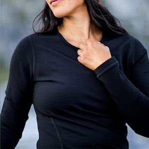 Woolx Hannah Merino Long Sleeve Top, Black Size L